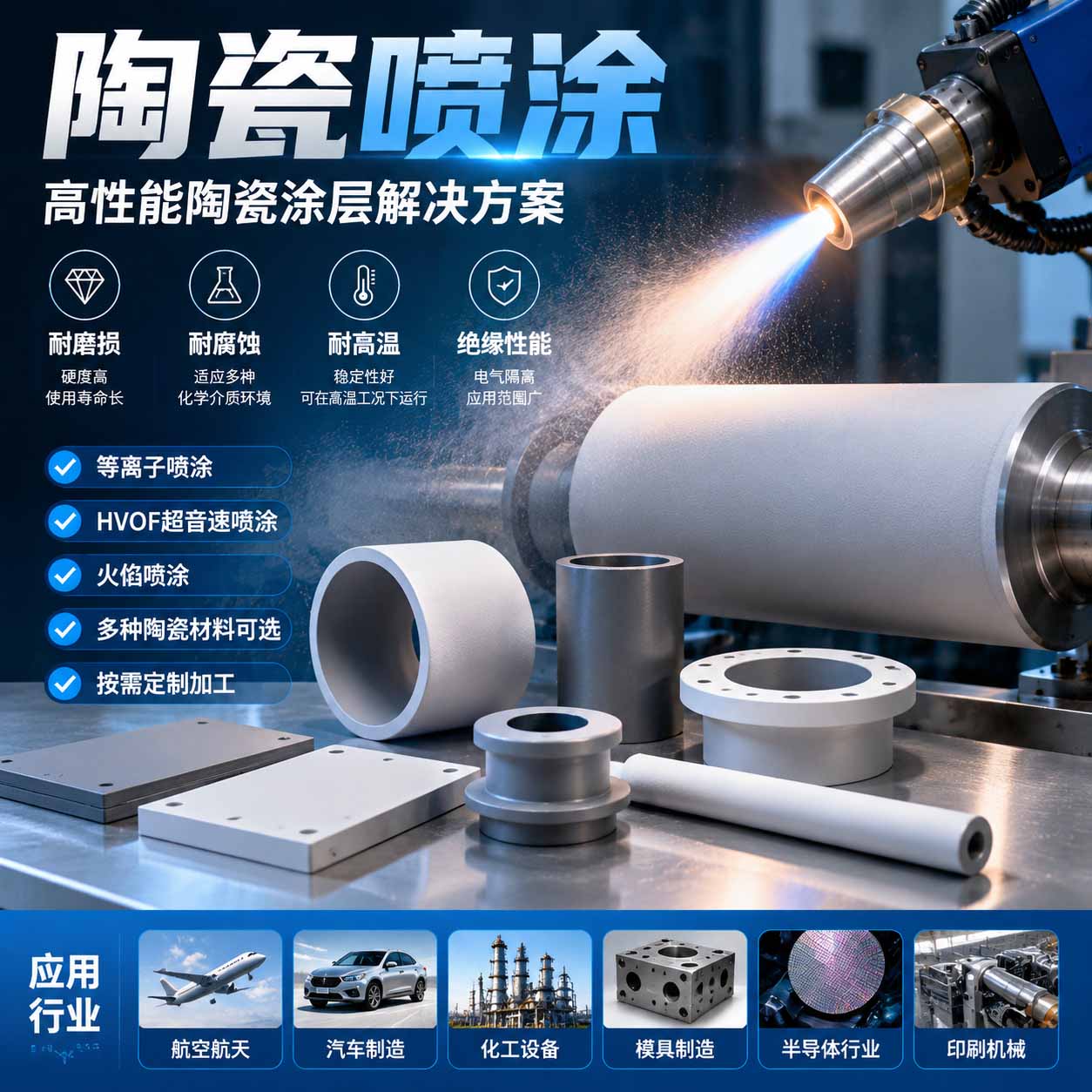 陶瓷喷涂厂家|以先进表面涂层技术打造耐磨、防腐、耐高温工业解决方案